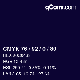 カラーコード: CMYK 76 / 92 / 0 / 80 | qconv.com