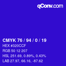 カラーコード: CMYK 76 / 94 / 0 / 19 | qconv.com