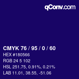 Color code: CMYK 76 / 95 / 0 / 60 | qconv.com