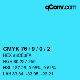 Color code: CMYK 76 / 9 / 0 / 2 | qconv.com