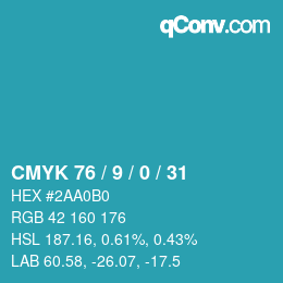 Código de color: CMYK 76 / 9 / 0 / 31 | qconv.com