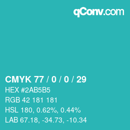 Color code: CMYK 77 / 0 / 0 / 29 | qconv.com