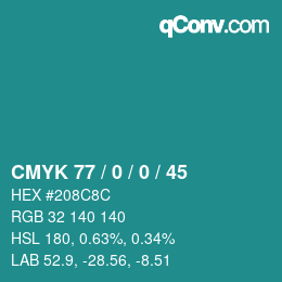 Farbcode: CMYK 77 / 0 / 0 / 45 | qconv.com