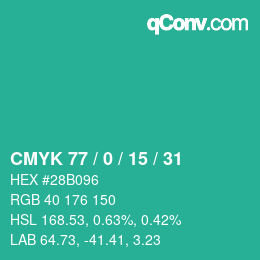 颜色代码: CMYK 77 / 0 / 15 / 31 | qconv.com