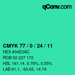 Color code: CMYK 77 / 0 / 24 / 11 | qconv.com