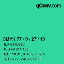 Color code: CMYK 77 / 0 / 27 / 16 | qconv.com