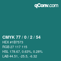 カラーコード: CMYK 77 / 0 / 2 / 54 | qconv.com