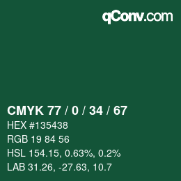 Farbcode: CMYK 77 / 0 / 34 / 67 | qconv.com