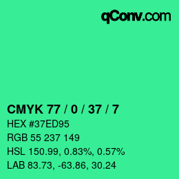 Color code: CMYK 77 / 0 / 37 / 7 | qconv.com