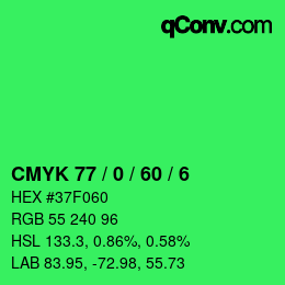 Color code: CMYK 77 / 0 / 60 / 6 | qconv.com