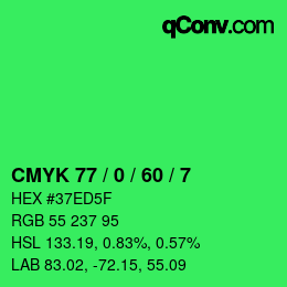 Color code: CMYK 77 / 0 / 60 / 7 | qconv.com