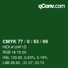 Color code: CMYK 77 / 0 / 63 / 69 | qconv.com