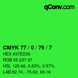 Color code: CMYK 77 / 0 / 76 / 7 | qconv.com