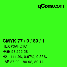 颜色代码: CMYK 77 / 0 / 89 / 1 | qconv.com