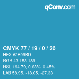 Color code: CMYK 77 / 19 / 0 / 26 | qconv.com