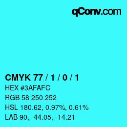 Color code: CMYK 77 / 1 / 0 / 1 | qconv.com