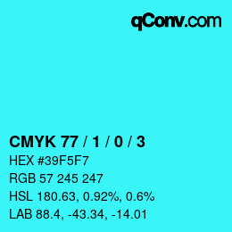 Color code: CMYK 77 / 1 / 0 / 3 | qconv.com