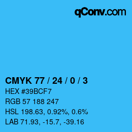 Color code: CMYK 77 / 24 / 0 / 3 | qconv.com