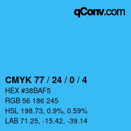 颜色代码: CMYK 77 / 24 / 0 / 4 | qconv.com