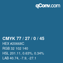 Color code: CMYK 77 / 27 / 0 / 45 | qconv.com