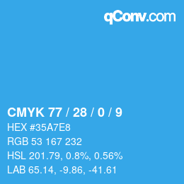 Color code: CMYK 77 / 28 / 0 / 9 | qconv.com