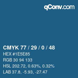 Color code: CMYK 77 / 29 / 0 / 48 | qconv.com