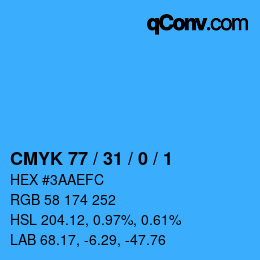 颜色代码: CMYK 77 / 31 / 0 / 1 | qconv.com
