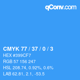 カラーコード: CMYK 77 / 37 / 0 / 3 | qconv.com