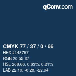 Color code: CMYK 77 / 37 / 0 / 66 | qconv.com