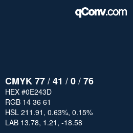 Color code: CMYK 77 / 41 / 0 / 76 | qconv.com