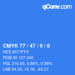 颜色代码: CMYK 77 / 47 / 0 / 6 | qconv.com