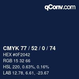 Color code: CMYK 77 / 52 / 0 / 74 | qconv.com