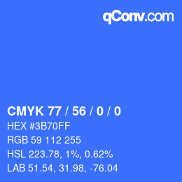 Código de color: CMYK 77 / 56 / 0 / 0 | qconv.com