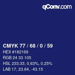 颜色代码: CMYK 77 / 68 / 0 / 59 | qconv.com