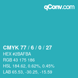 カラーコード: CMYK 77 / 6 / 0 / 27 | qconv.com