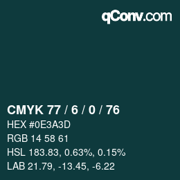 Color code: CMYK 77 / 6 / 0 / 76 | qconv.com