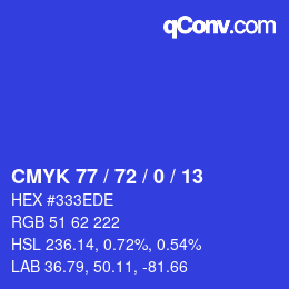 颜色代码: CMYK 77 / 72 / 0 / 13 | qconv.com