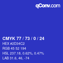 颜色代码: CMYK 77 / 73 / 0 / 24 | qconv.com