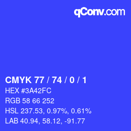 颜色代码: CMYK 77 / 74 / 0 / 1 | qconv.com