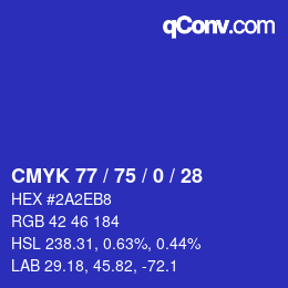 颜色代码: CMYK 77 / 75 / 0 / 28 | qconv.com