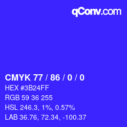 Color code: CMYK 77 / 86 / 0 / 0 | qconv.com