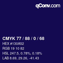 颜色代码: CMYK 77 / 88 / 0 / 68 | qconv.com