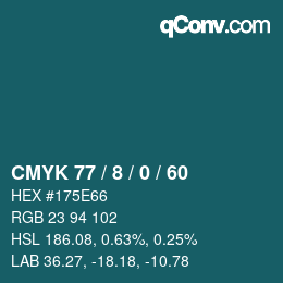 カラーコード: CMYK 77 / 8 / 0 / 60 | qconv.com