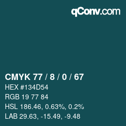 カラーコード: CMYK 77 / 8 / 0 / 67 | qconv.com