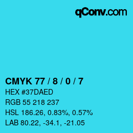 Color code: CMYK 77 / 8 / 0 / 7 | qconv.com