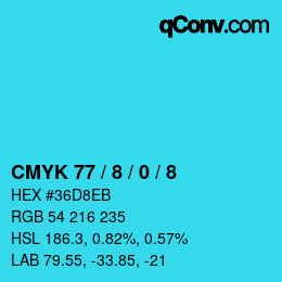 Color code: CMYK 77 / 8 / 0 / 8 | qconv.com