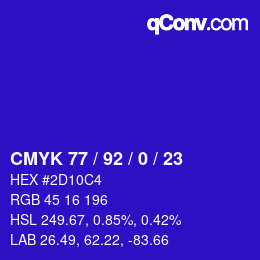 Color code: CMYK 77 / 92 / 0 / 23 | qconv.com