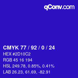 Color code: CMYK 77 / 92 / 0 / 24 | qconv.com