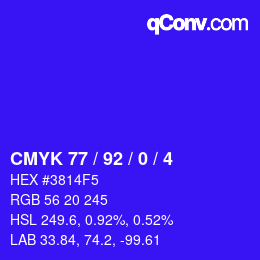 Color code: CMYK 77 / 92 / 0 / 4 | qconv.com