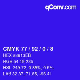 カラーコード: CMYK 77 / 92 / 0 / 8 | qconv.com